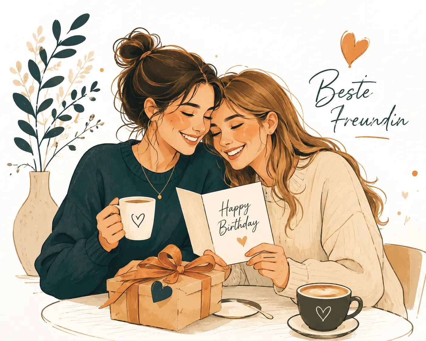 Illustration for emotional birthday wishes for best friend