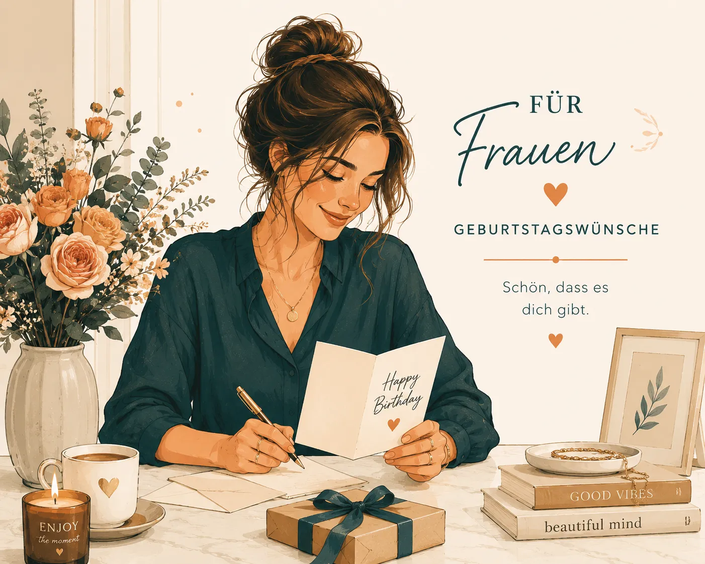 Elegant birthday wishes for women illustration