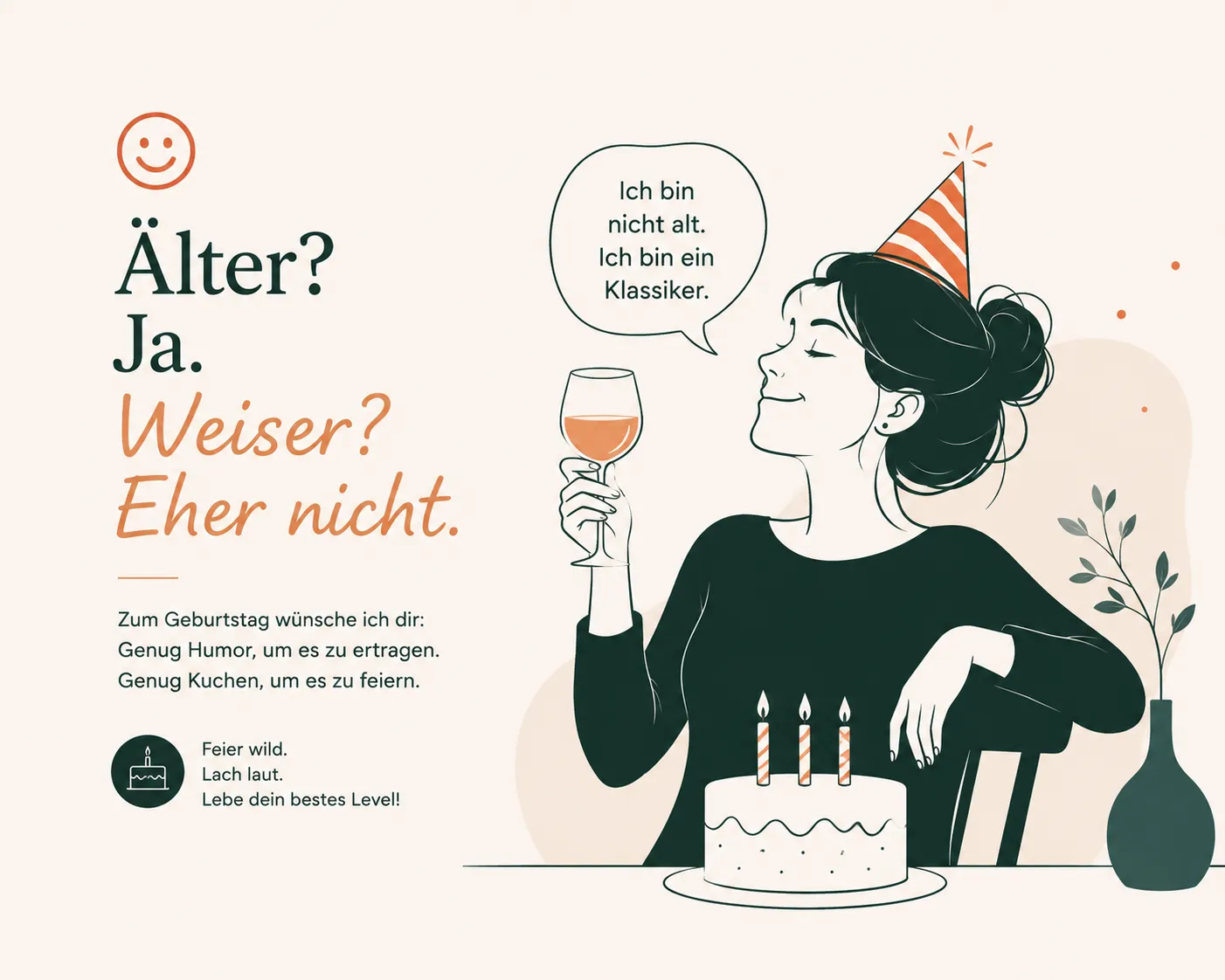 Funny birthday wishes editorial illustration